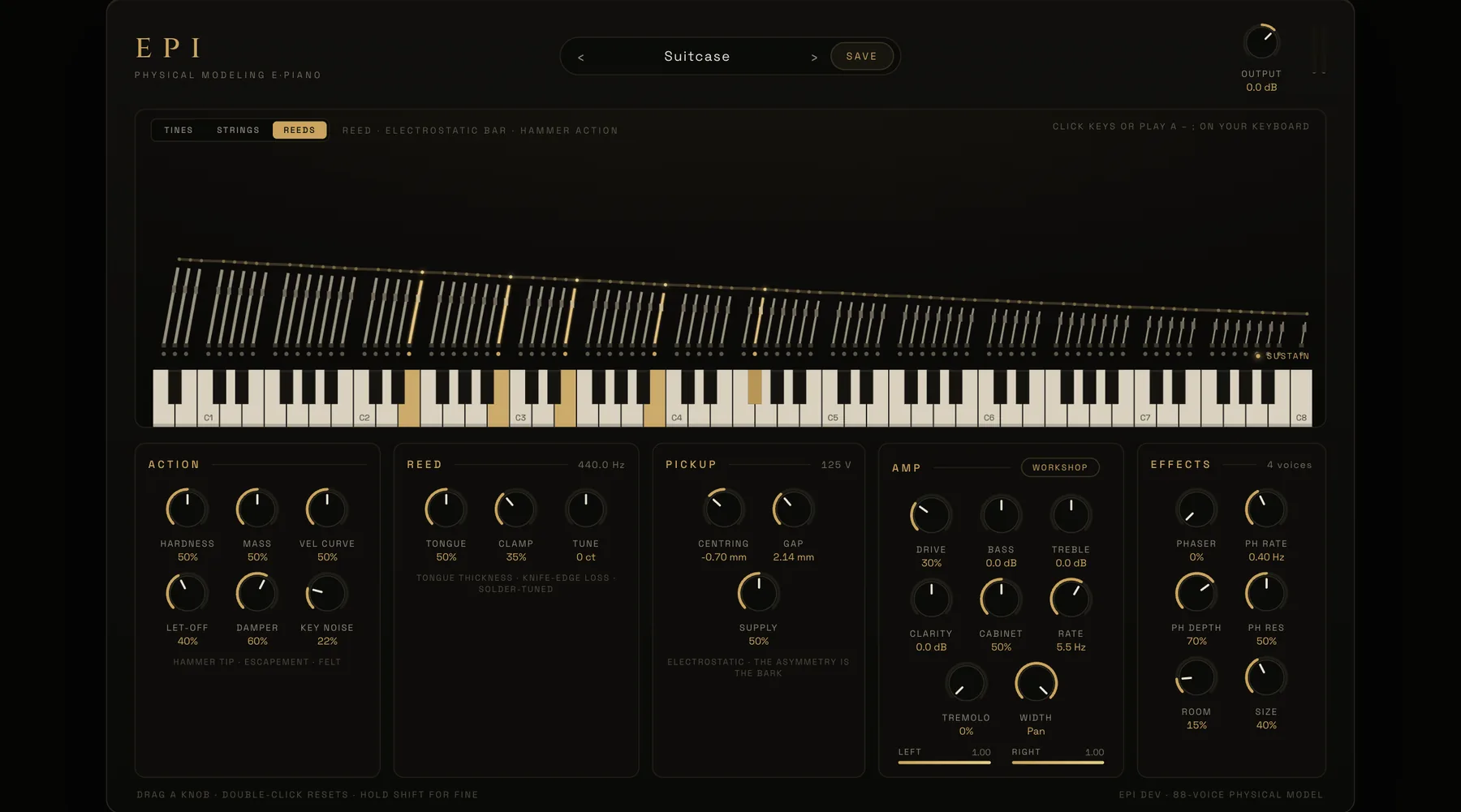 The reed piano with its pickup supply control