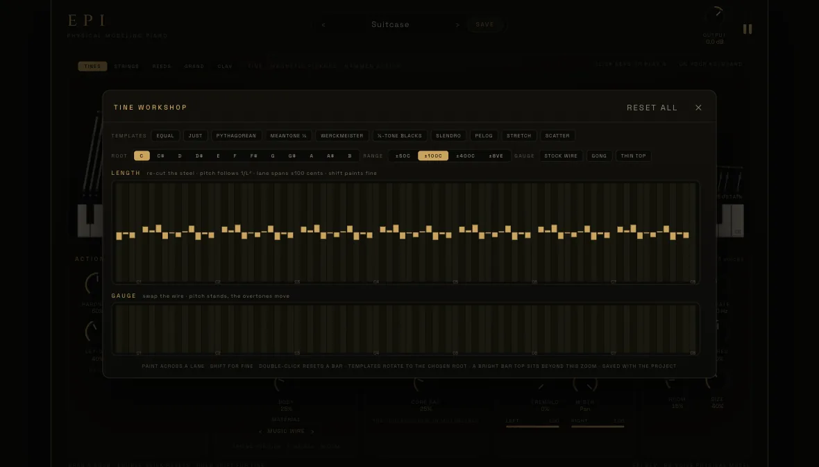 The tine workshop, retuning the whole bank to a just-intonation template
